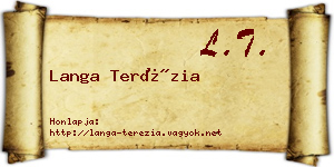 Langa Terézia névjegykártya